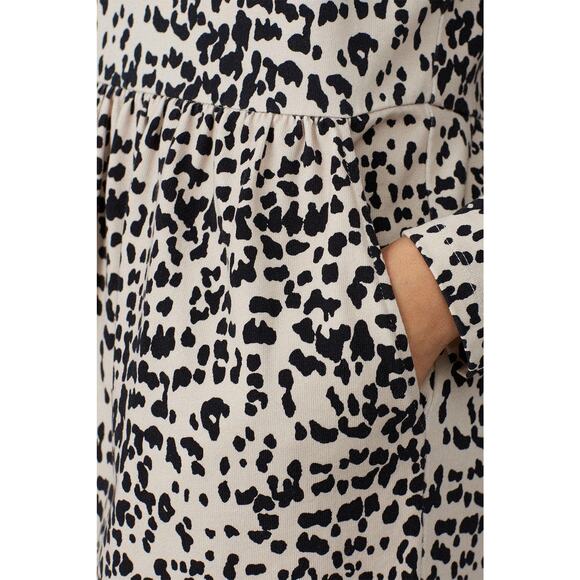 La Vie Rebecca Taylor White Black Dot Print High Neck A-Line Mini Dress Size M - Picture 4 of 16